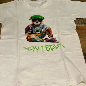 Don Teddy Kids Graphic T-Shirt - White and Green
